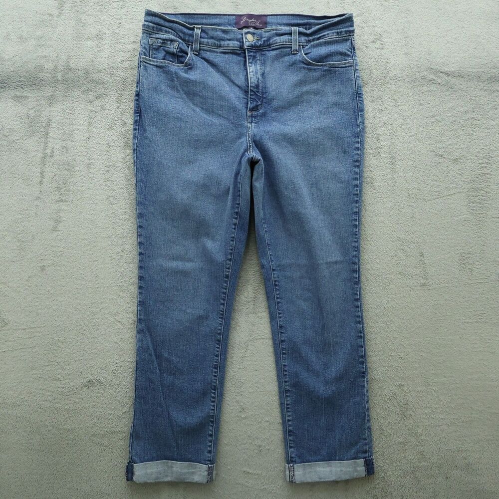 NYDJ Jeans Women's Size 16 Blue High-Rise Cuffed Straight Denim 27.5" Inseam